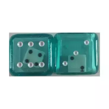 d6 двойные кубики 19 мм — зеленый с белым (2), Dice - Double & Triple (Koplow)
