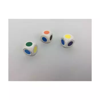 d6 Непрозрачный белый цвет «Деревянные капли» толщиной 18 мм с большими окрашенными пятнами (3), Dice - Assorted (Chessex)