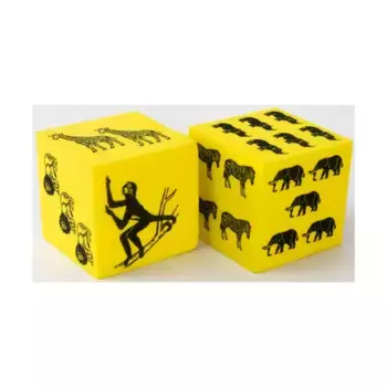 d6 Желтые кубики с изображением животных, 50 мм (2), Dice - Foam (Koplow)