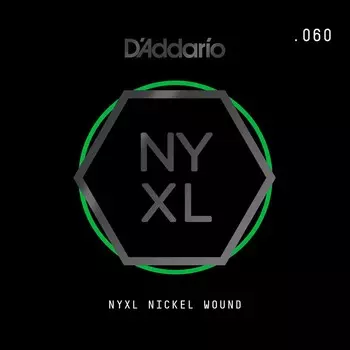 D'Addario NYNW060 NYXL Электрогитара, однострунная, с никелированной обмоткой, .060