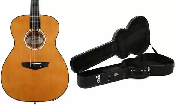 D'Angelico Excel Tammany OM Электроакустическая гитара - Vintage Natural Bundle с Gator Economy Wood Case - Акустическая гитара размером с аудиторию D'Angelico + Gator DAEOMVNATGP2=1 GWE-000AC=1