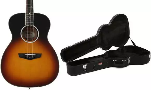 D'Angelico Excel Tammany OM Электроакустическая гитара - Vintage Sunburst Bundle с Gator Economy Wood Case - Акустическая гитара размером с аудиторию D'Angelico + Gator DAEOMVSNGP2=1 GWE-000AC=1