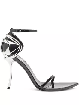 D-Ten&Half босоножки на скульптурном каблуке Diesel, серебряный