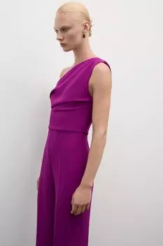 Да, комбинезон с широкими штанинами на одно плечо Mango, Фанданго Розовый