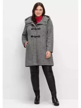 Дафлкот Sheego "больших размеров" с классическим узором "гусиные лапки", серый