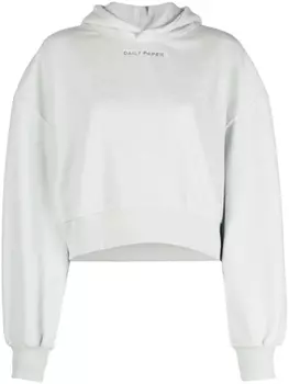 Daily Paper укороченное худи с тисненым логотипом, серый