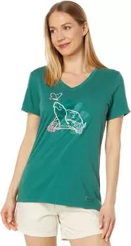 Daisy Turtle с коротким рукавом Crusher-Lite Vee Life is Good, цвет Spruce Green