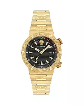 Дайверские часы Versace Greca с логотипом, 43 мм, золотой