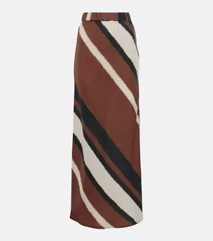 Далиценса полосатая льняная юбка макси Faithfull, Futura Stripe Chocolate