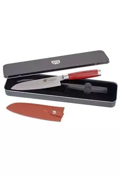 Дамасский нож сантоку RED-PAKKAWOOD Grwe, красный