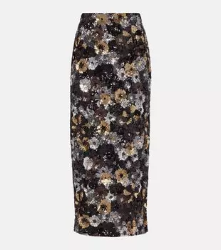 Дамиана юбка миди с пайетками Max Mara, черный