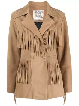 Dancassab двубортный пиджак Rivera с бахромой, коричневый