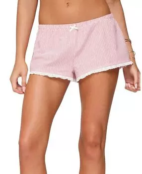 Данна Короткие Шорты в Тонкую Полоску Edikted, красный