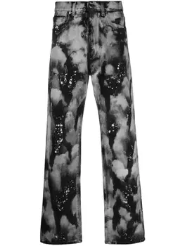 DARKPARK прямые джинсы с принтом тай-дай, черный