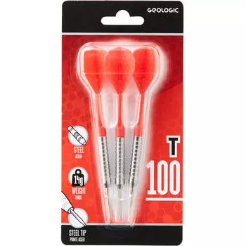 Darts T100 Steeldart 3 стрелы со стальными наконечниками красные CANAVERAL, красный