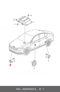 Датчик удара передний / 3q0959651a SENSOR ASSY, AIR BAG 3Q0959651A VAG