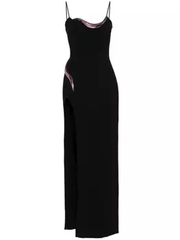 David Koma платье макси с аппликацией, черный