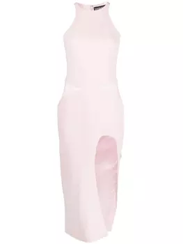 David Koma платье миди с разрезом спереди, розовый