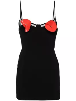 David Koma платье мини с цветочной аппликацией, черный