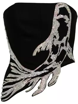 David Koma укороченный топ с аппликацией Koi Fish, черный