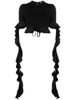 David Koma укороченный топ с оборками, черный