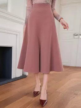 DAZY Юбка А-силуэта, однотонная, разрез, розовый