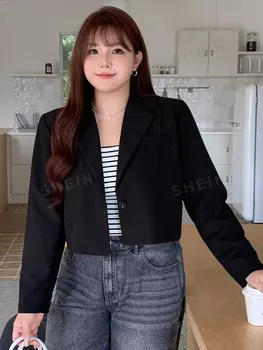 Dazy Petite Plus — Короткий повседневный пиджак с открытой передней частью Dazy, черный