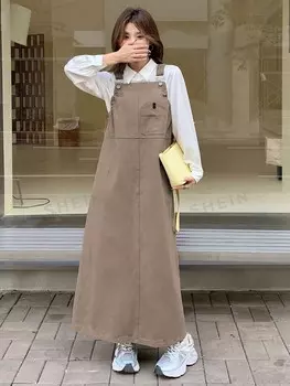 Dazy Star, Комбинезон с разрезом на подоле, без блузки Dazy, кофейный