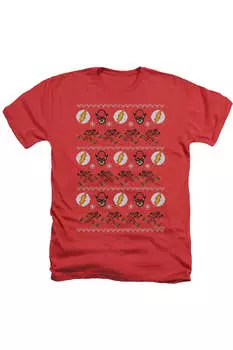 DC Comics Flash The Flash Ugly Christmas свитер для взрослых Heather Tee / T-Shirt Gildan, красный