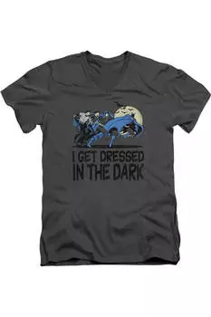DC Comics Get Dressed футболка с коротким рукавом и V-образным вырезом для взрослых Gildan, цвет charcoal