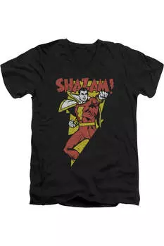 DC Comics In Bolt Короткий рукав Взрослый V-образный вырез Премиум Хлопок Футболка / Футболка Gildan, черный