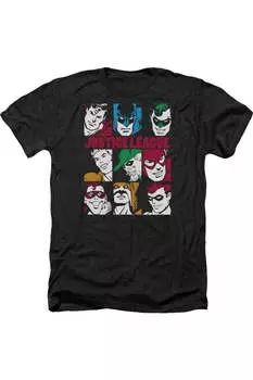 DC Comics Nine Blocks Of Justice Adult Heather Tee / Футболка Gildan, черный