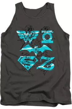 DC Comics Superhero Girls Line Art Group Взрослая майка Gildan, цвет charcoal