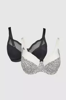 Dd+ - комплект из 2 бюстгальтеров-балкон с моно животным принтом Debenhams, белый