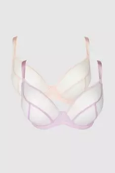 Dd+ - комплект из 2 прозрачных бюстгальтеров с глубоким вырезом без подушечек Debenhams, фиолетовый