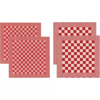 DDDDD кухонное полотенце «Барбекю», (комплект, 4 шт.), комбинированный набор: 2 кухонных полотенца и 2 кухонных полотенца, красный