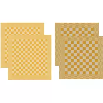 DDDDD кухонное полотенце «Барбекю», (комплект, 4 шт.), комбинированный набор: 2 кухонных полотенца и 2 кухонных полотенца, желтый