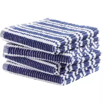 DDDDD Кухонное полотенце «Полоса, 30х30 см, 100% хлопок», (комплект, 4 шт.), с роскошной ребристой структурой и оптимальным впитыванием влаги, цвет soft blue