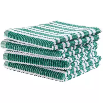DDDDD Кухонное полотенце «Полоса, 30х30 см, 100% хлопок», (комплект, 4 шт.), с роскошной ребристой структурой и оптимальным впитыванием влаги, зеленый
