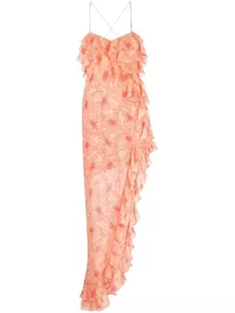 De La Vali платье макси Tranquilla с оборками, оранжевый