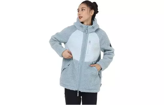 DECATHLON Женское пальто на бархатной основе SH500 бирюзового цвета