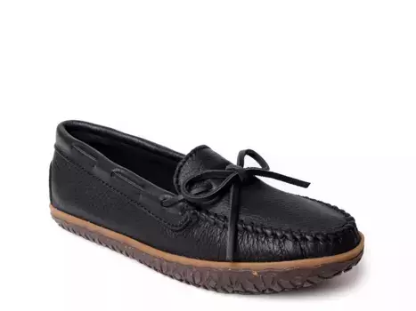 Deerskin Tread Slipper Minnetonka, Black