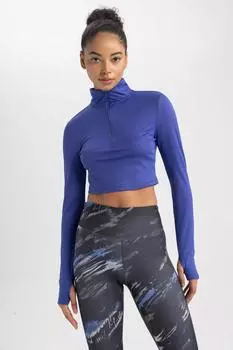 DeFactoFit Футболка приталенного кроя с длинными рукавами DeFacto, синий