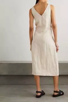 DEIJI STUDIOS + NET SUSTAIN Платье миди из льна Slip, бежевый