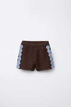 Дейзи печати шорты-бермуды ZARA, цвет Chocolate