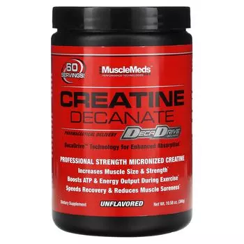 Деканат креатина, без вкуса, 10,58 унции (300 г) Musclemeds