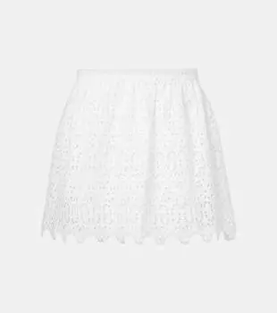 Деко вышитая хлопковая мини-юбка Frame, белый