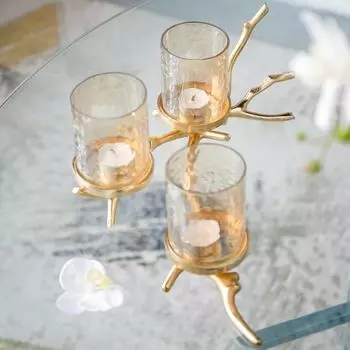 Декор стола подсвечник на 3 опоры в виде веточки