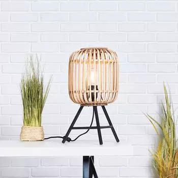 Декоративная настольная лампа - настольная лампа в природном стиле с выключателем Lightbox, светло-коричневый