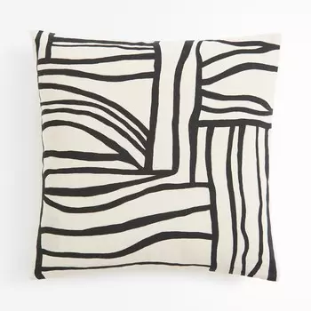Декоративная наволочка H&M Home Patterned, темно-серый/кремовый